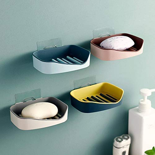V-Cap VCap Polyvinyl Chloride Plastic Soap Box Holder for Bathroom Self Adhesive with Stickers 13 x 10 x 35 cm Random Colour 4 2  - Image 1