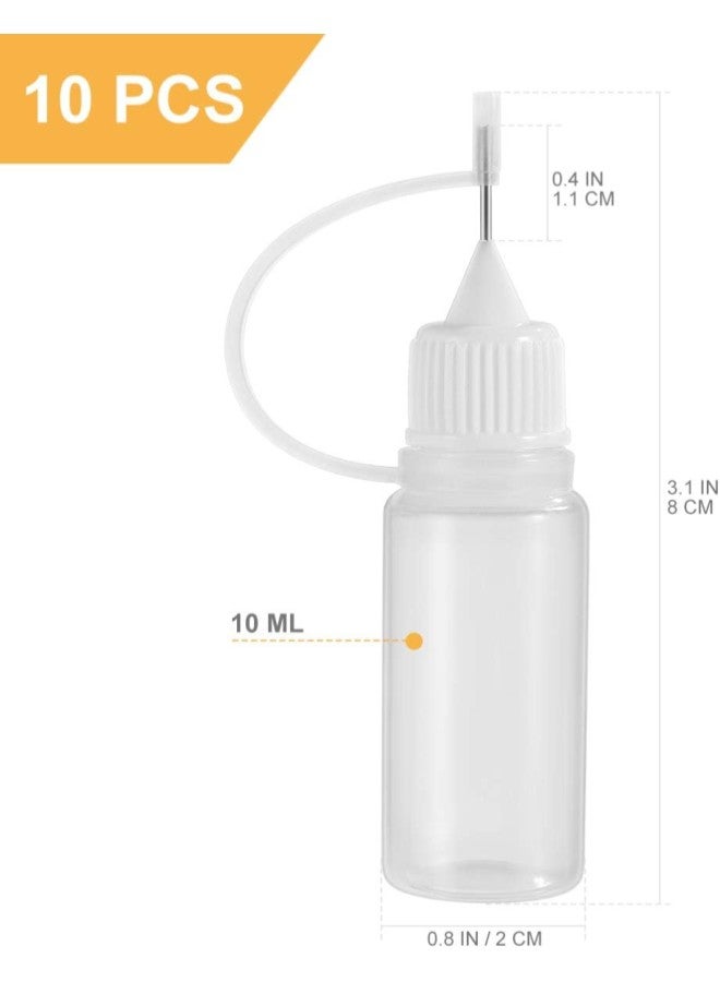 klarako 10 Pcs Needle Tip Glue Bottles 10ml Precision Refillable Squeeze Tip Applicator Empty Needle Plastic Bottle for DIY Craft - Image 2