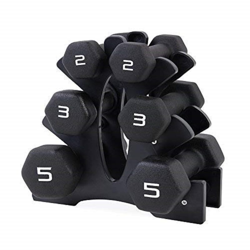 CAP Barbell Neoprene Dumbbell Set with Rack, 20 Pounds, Black - Image 1