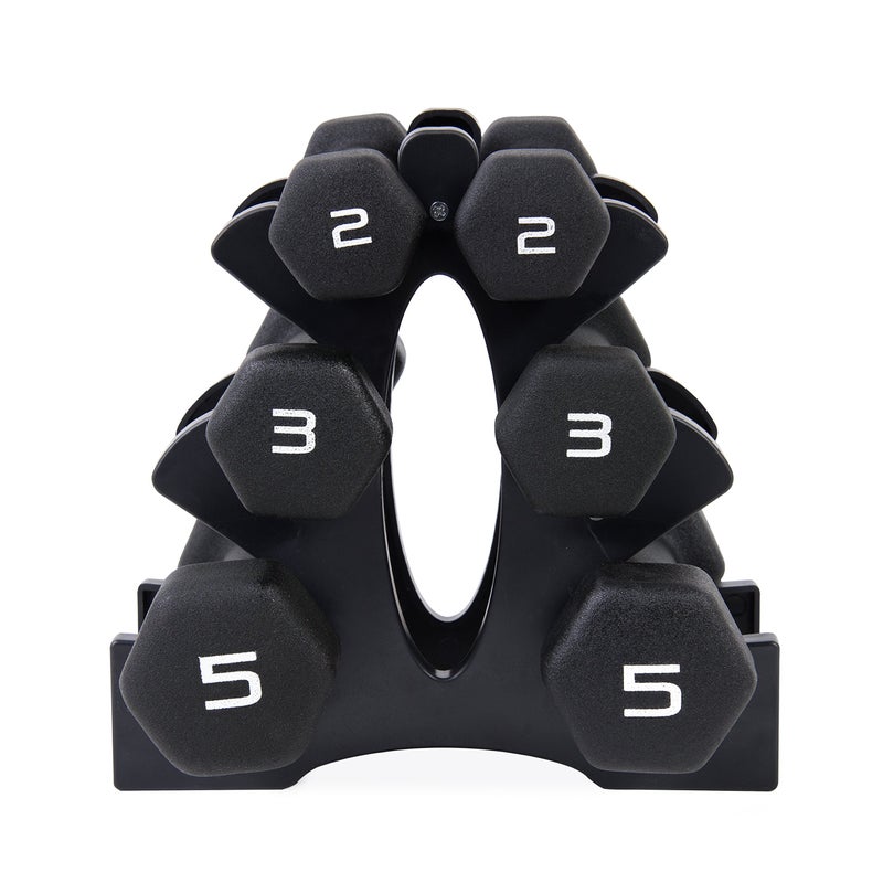 CAP Barbell Neoprene Dumbbell Set with Rack, 20 Pounds, Black - Image 2