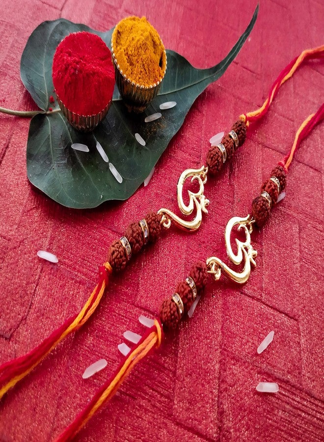 Mahi Rakhi Set for Brother of 2 Gold Plated Om Rakhi for Bhai/Bhaiya/Bro for Rakshabandhan Festival (CO1104642GC) - Image 2