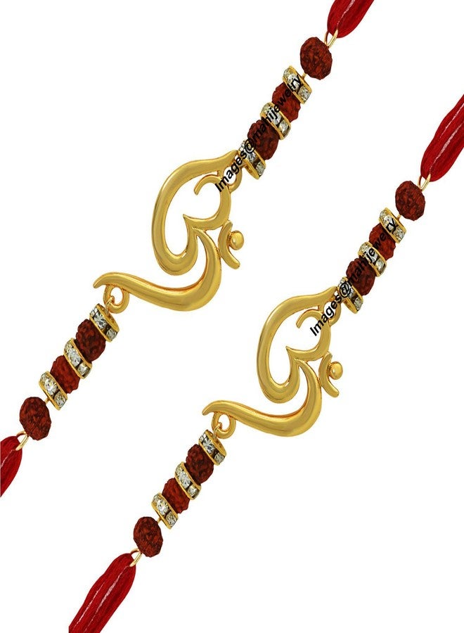 Mahi Rakhi Set for Brother of 2 Gold Plated Om Rakhi for Bhai/Bhaiya/Bro for Rakshabandhan Festival (CO1104642GC) - Image 1