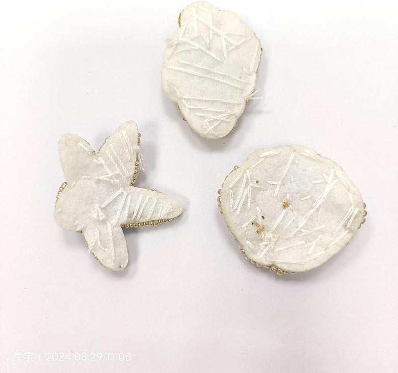 لصقات قواقع ملونة من مخلوقات البحر مع لآلئ وترصيعات من حجر الراين للخياطة على الملابس والسترات 10 قطع - Image 3