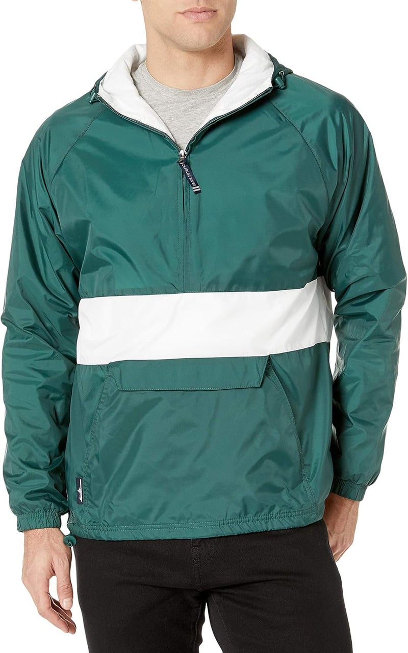 Charles River Apparel Wind & Water-Resistant Pullover Rain Jacket - Forest/White - Size S - Image 1