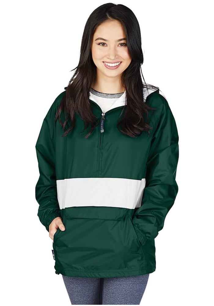 Charles River Apparel Wind & Water-Resistant Pullover Rain Jacket - Forest/White - Size S - Image 3
