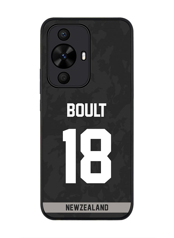 Stylizedd Rugged Black edge case for Huawei nova 12s / Huawei nova 11/ Huawei nova 12 Lite 4G, Slim fit Soft Cover - Team New zealand Trent Boult, Jersey No 18  - Image 1