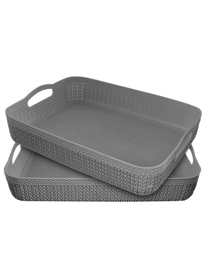 كوبير إندستريز سلة تخزين بلاستيكية مصممة من Kuber Industries Q-4 لتخزين الفواكه والخضروات والمجلات ومستحضرات التجميل والقرطاسية، عبوة من قطعتين (رمادي) - 50KM01582 - Image 1