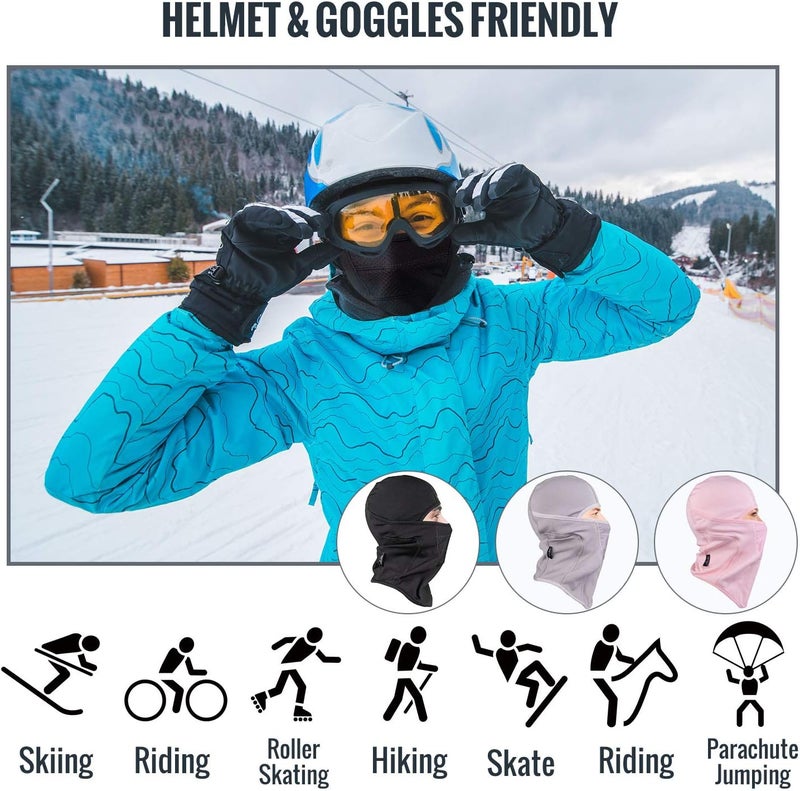 TurboSke Pink Ski Mask - Balaclava Face Mask Wind Water Resistant for Cold Weather - Image 3
