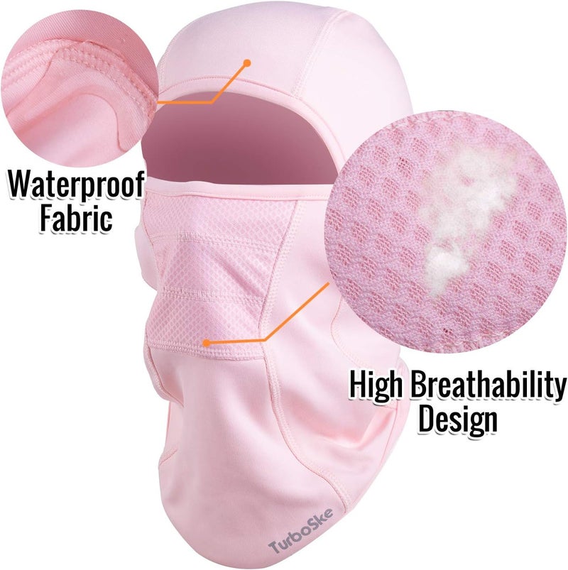 TurboSke Pink Ski Mask - Balaclava Face Mask Wind Water Resistant for Cold Weather - Image 4