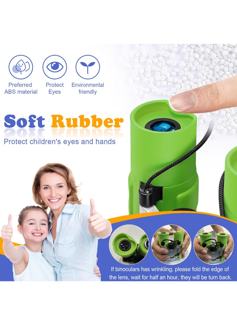 Generic Real Binoculars For Kids Gifts For 3 Years Plus 8x21 High Resolution Optics Mini Compact Binocular Toys Shockproof Folding Green  - Image 4