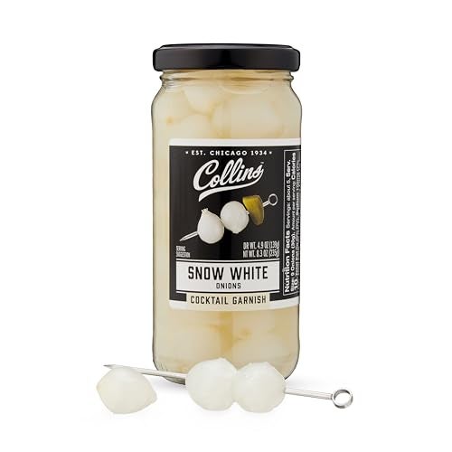 Collins Chicago Collins Gourmet Snow White Cocktail Onion - Pickled Onion jar for Cocktails, Bloody Mary ingredients, Meat and Cheese Trays and Snacks - Pickled Onions 8oz - Image 1