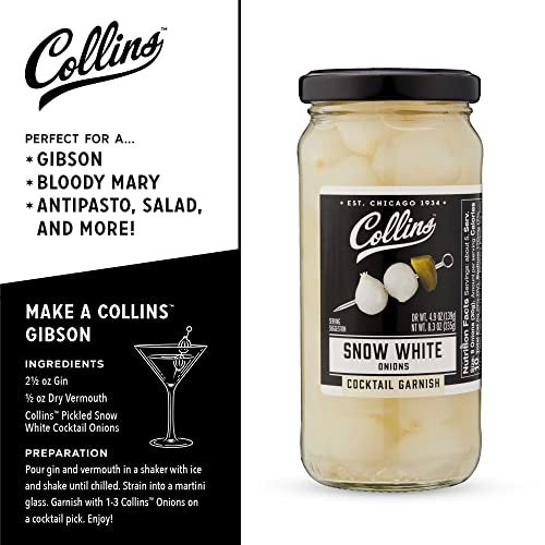 Collins Chicago Collins Gourmet Snow White Cocktail Onion - Pickled Onion jar for Cocktails, Bloody Mary ingredients, Meat and Cheese Trays and Snacks - Pickled Onions 8oz - Image 3