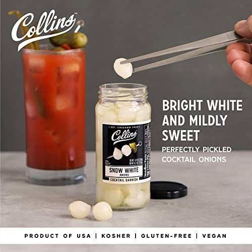 Collins Chicago Collins Gourmet Snow White Cocktail Onion - Pickled Onion jar for Cocktails, Bloody Mary ingredients, Meat and Cheese Trays and Snacks - Pickled Onions 8oz - Image 2