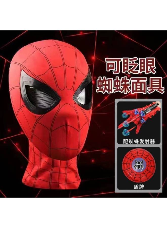 Upgraded Spiderman Movable Eyes Mask Helmet - Full Automatic Blink Electric Toy with Spider Shredded Fire & Large Shield