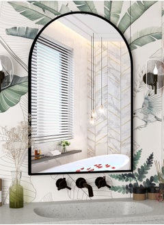 Generic Wall Mounted Mirror, Arched Wall Mirror for Bathroom, 60x90 cm Arch Bathroom Mirror with Metal Frame, Black Vanity Mirror Decor for Mantle  - Image 4
