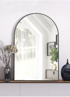 Generic Wall Mounted Mirror, Arched Wall Mirror for Bathroom, 60x90 cm Arch Bathroom Mirror with Metal Frame, Black Vanity Mirror Decor for Mantle  - Image 5