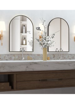 Generic Wall Mounted Mirror, Arched Wall Mirror for Bathroom, 60x90 cm Arch Bathroom Mirror with Metal Frame, Black Vanity Mirror Decor for Mantle  - Image 3