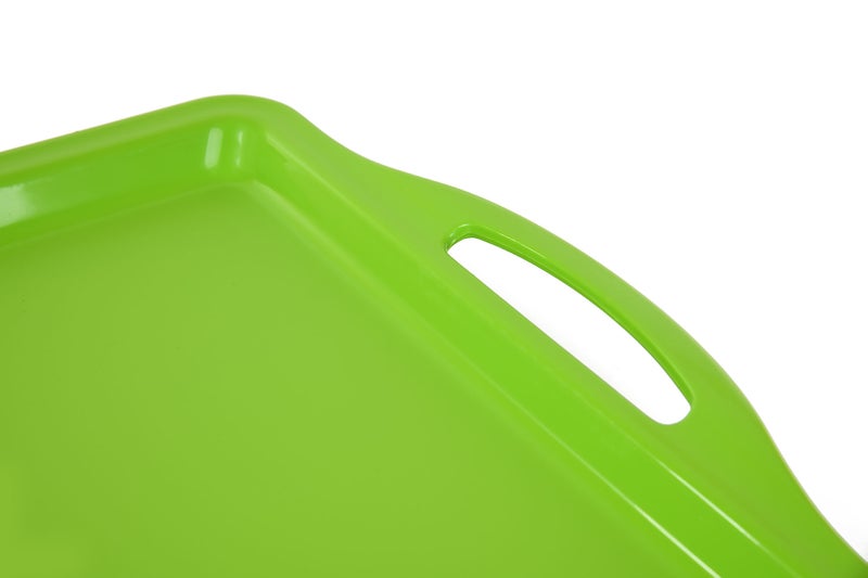 Mintra Rectangular Plastic Serving Tray with side handles , Color - Green |Size - 36x28 cm | Ideal for your daily serving needs - Image 2