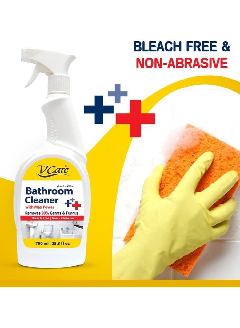 VCare Bleach Free Bathroom Cleaner Trigger  With Maximum Power 2 x 750ml - Image 4