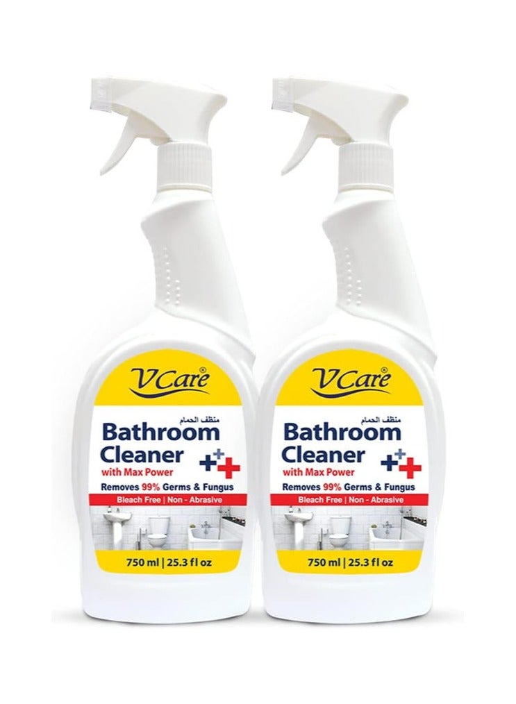 VCare Bleach Free Bathroom Cleaner Trigger  With Maximum Power 2 x 750ml - Image 1