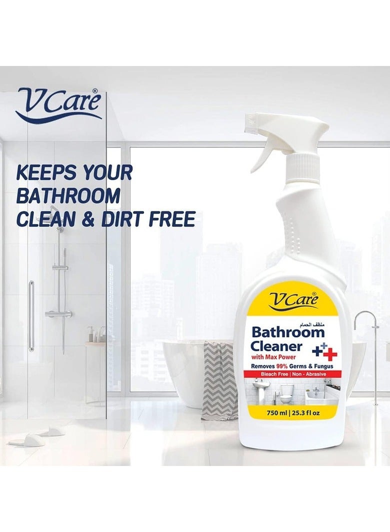 VCare Bleach Free Bathroom Cleaner Trigger  With Maximum Power 2 x 750ml - Image 2