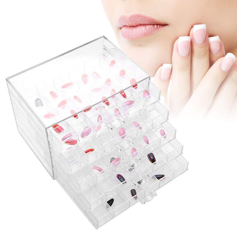 klarako 120 Grids Transparent Nail Art Storage Box, 5-layer Drawer, Water and Dust Resistant, Elegant Appearance, Large Capacity, Beads, Nail Art Supplies Sequence Organize - Image 2