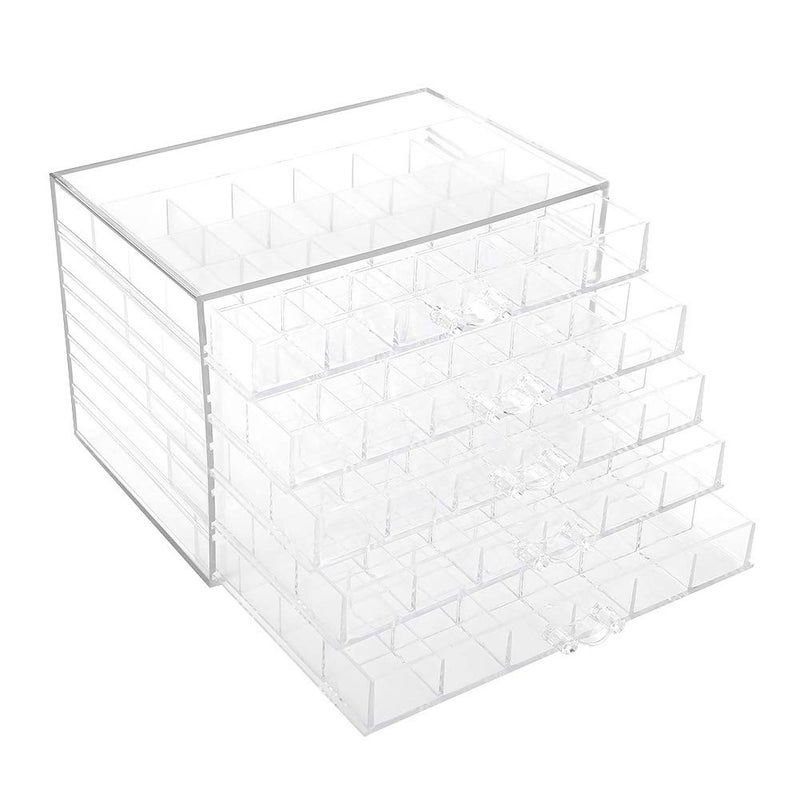 klarako 120 Grids Transparent Nail Art Storage Box, 5-layer Drawer, Water and Dust Resistant, Elegant Appearance, Large Capacity, Beads, Nail Art Supplies Sequence Organize - Image 1