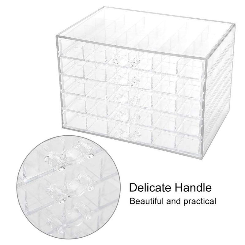 klarako 120 Grids Transparent Nail Art Storage Box, 5-layer Drawer, Water and Dust Resistant, Elegant Appearance, Large Capacity, Beads, Nail Art Supplies Sequence Organize - Image 5
