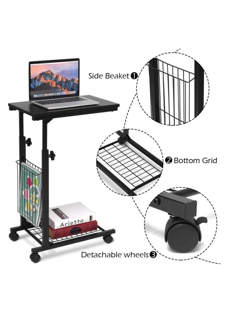 Laptop Desk Laptop Table Sofa Side Table with Storage Rack Adjustable Hight Side Table C-Shaped Coffee Table Bedside Laptop Stand
