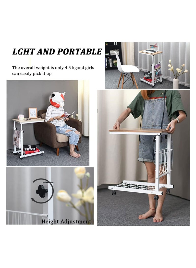 Laptop Desk Laptop Table Sofa Side Table with Storage Rack Adjustable Hight Side Table C-Shaped Coffee Table Bedside Laptop Stand