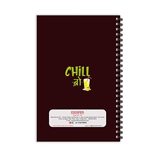 ESCAPER Chill Bro Hindi Quotes Diary (A5 Size - 8.5 x 5.5 Inches - 160 Pages - Ruled), Spiral Notebook, Notepad for Writing Notes - Image 2