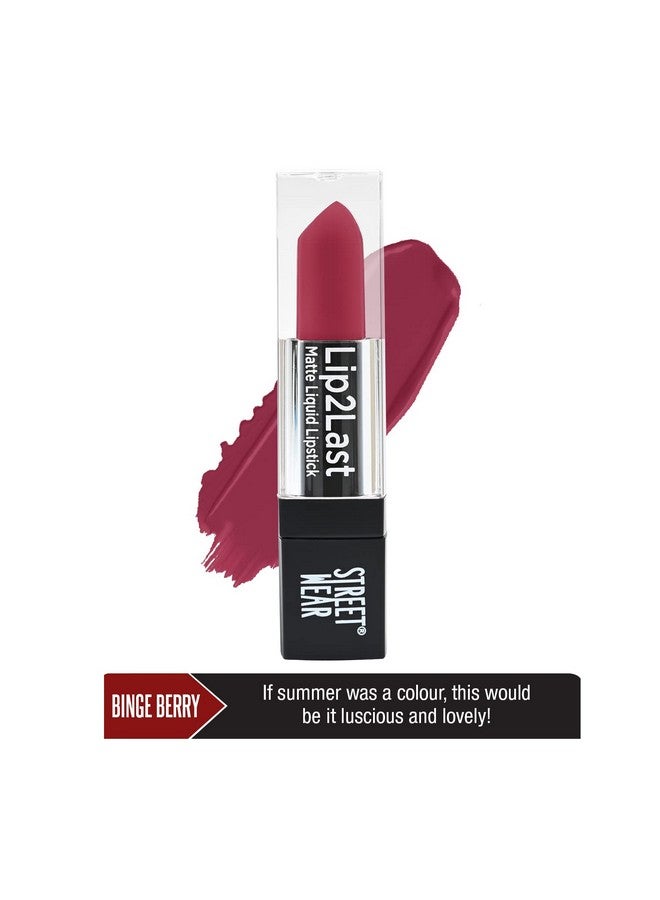 Street Wear Lip2Last Matte Liquid Lipstick -Go Go Rose (Pink) - 5 Ml - Transferproof, Smudgeproof, Mask Friendly, Non-Drying Formula, Enriched With Vitamin E - Lasts Am To Pm! - Image 3
