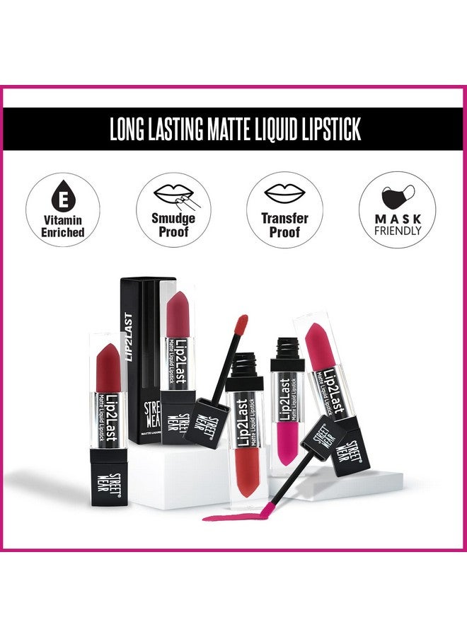Street Wear Lip2Last Matte Liquid Lipstick -Go Go Rose (Pink) - 5 Ml - Transferproof, Smudgeproof, Mask Friendly, Non-Drying Formula, Enriched With Vitamin E - Lasts Am To Pm! - Image 4
