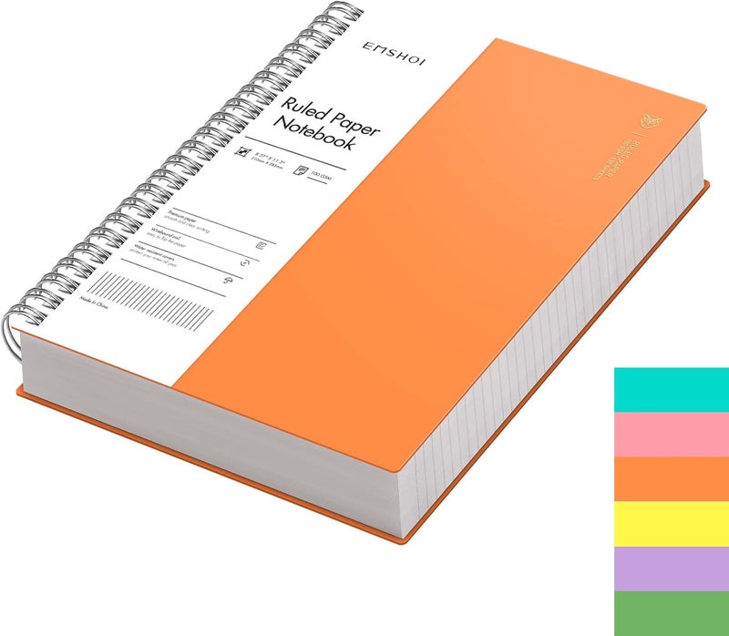 EMSHOI A4 Notebook College Ruled - 300 Pages/150 Sheets, Wirebound Notepad with 100gsm Lined Paper, Waterproof Softcover, Journal for Women Men Work Office School Writing, 21.5x27.9cm, Orange - Image 1
