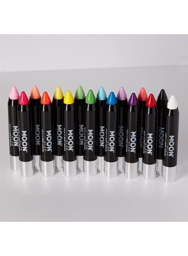 Moon Glow Blacklight Neon Face Paint Stick/Body Crayon makeup for the Face & Body - Pastel set of 6 colours - Glows brightly under blacklights - Image 4