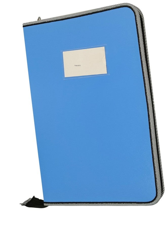Shining Zon Zipper Display Book Folder for Documents, Certificates Multi-Utility Portfolio Folder PP Material with 10 Bound Plastic Binder Sleeves, Size FC (fullscap), Sky Blue Colour, Set of 2 - Image 1
