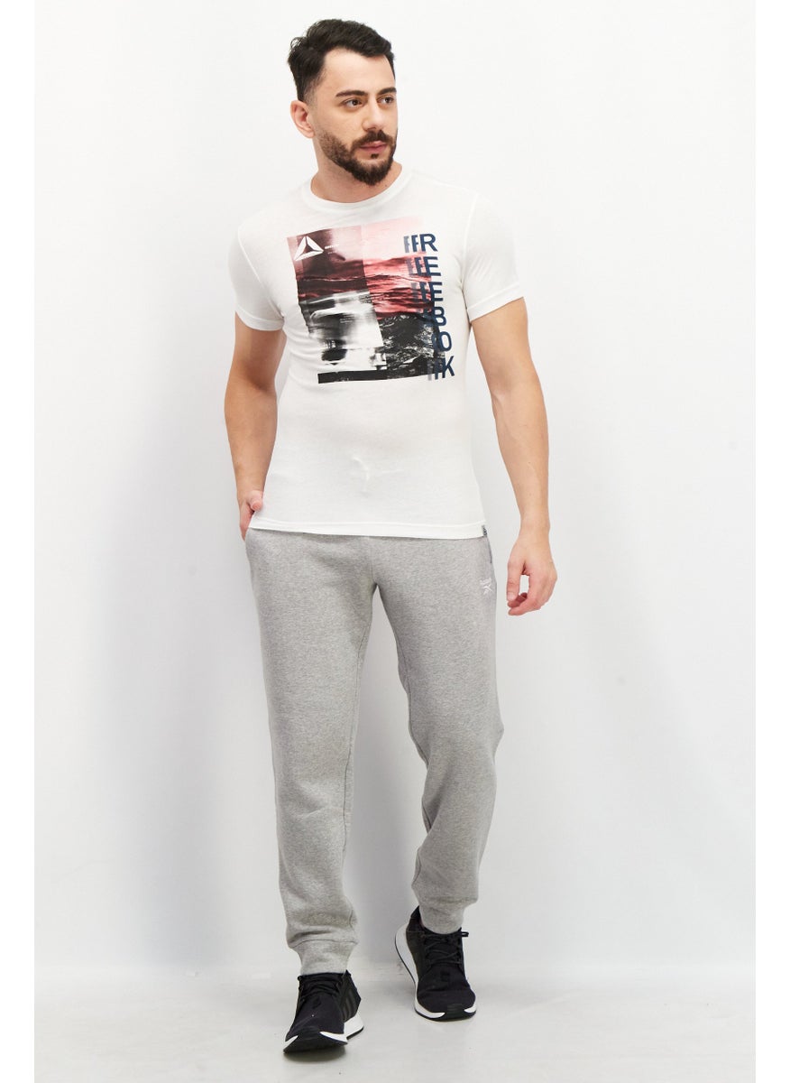 Reebok Men Sportswear Fit Short Sleeve Training T-Shirt, White Combo  - Image 3