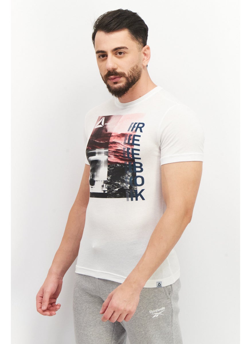 Reebok Men Sportswear Fit Short Sleeve Training T-Shirt, White Combo  - Image 4