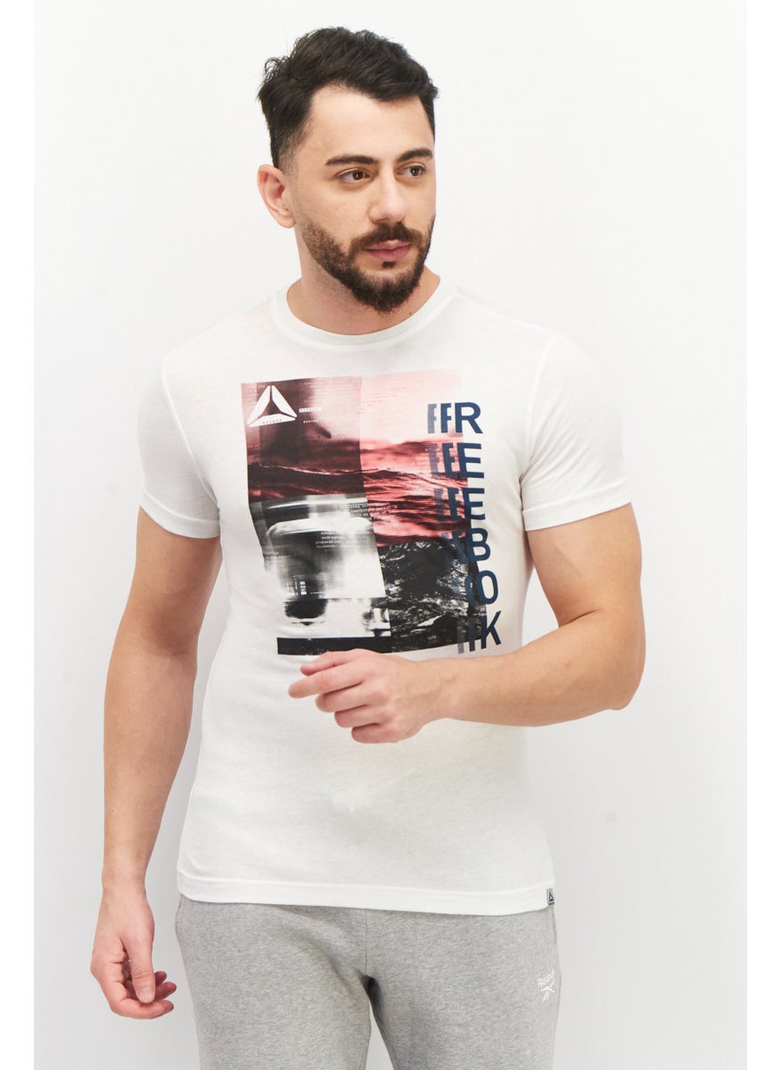 Reebok Men Sportswear Fit Short Sleeve Training T-Shirt, White Combo  - Image 1