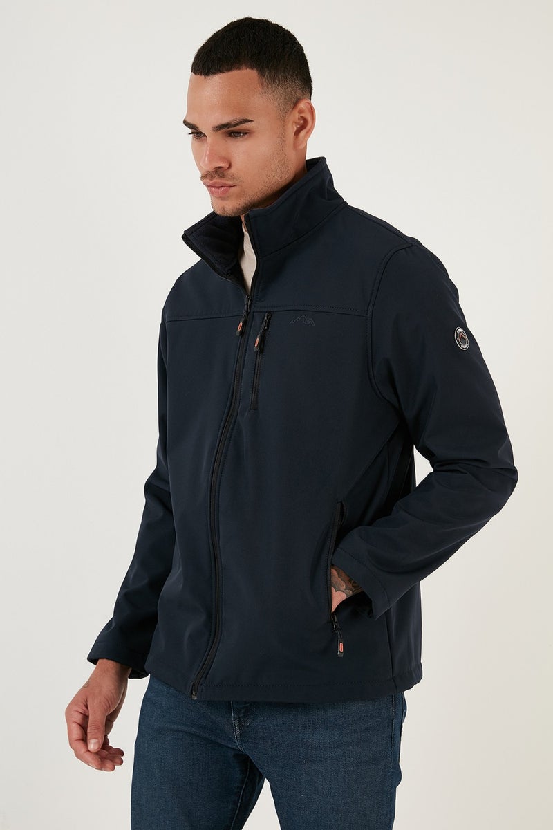 بوراتي معطف رجالي رفيع مقاوم للماء بياقة واقفة من السوفت شيل - COAT 649003  - Image 1
