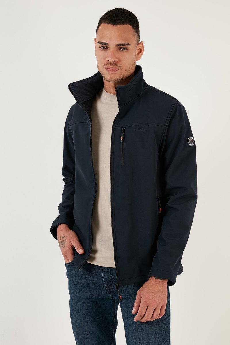 بوراتي معطف رجالي رفيع مقاوم للماء بياقة واقفة من السوفت شيل - COAT 649003  - Image 2