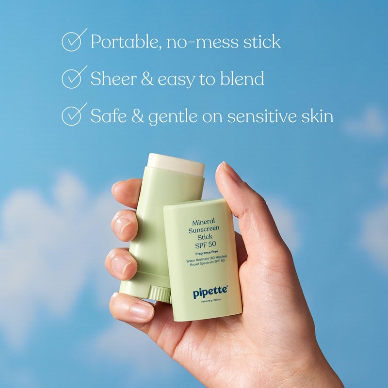 Pipette Baby Mineral Sunscreen Stick SPF 50, 0.6 oz, Water-resistant Non-nano Zinc Oxide Mineral Sunscreen, UVB/UVA Sunblock for Kids & Sensitive Skin, Travel Size Sun Protection - Image 3