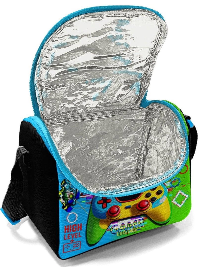 CORAL HIGH - Headphone Game Patterned Boy Thermal Insulated Lunch Bag and Pencil Case Set - Image 1