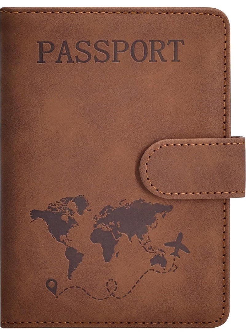 Passport Holder for Travel Essentials, Passport Wallet Cover Case for Travel Must Haves Accessories,Passport Book Holders for Women and Men Brown - Image 1