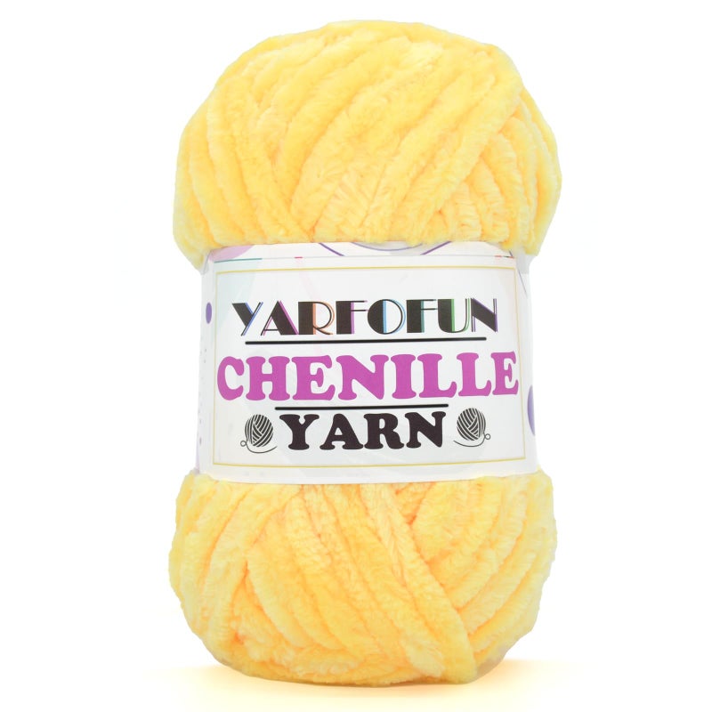 Velvet Chenille Yarn for CrochetingYellow Fluffy Velvet Plush Thick Soft Chunky Chenille Baby Blanket Yarn for Crocheting Knitting Beginners 100g492ydYellow