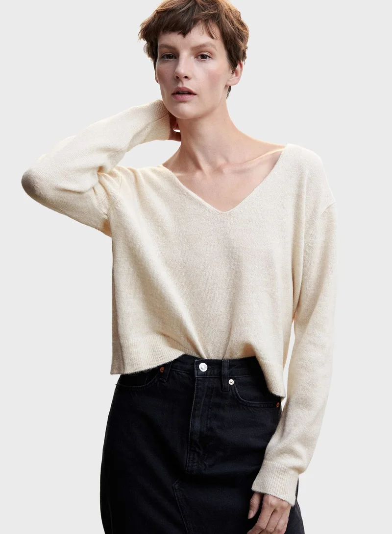 MANGO V-Neck Knitted Sweater