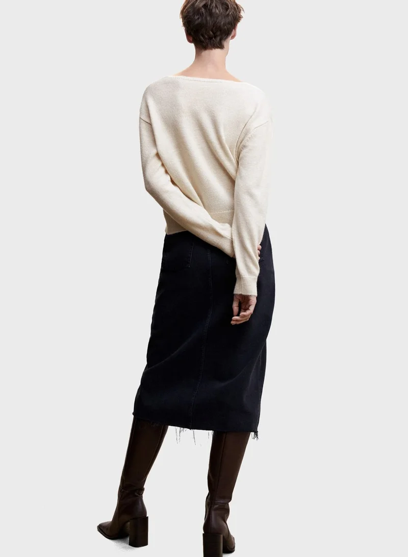 MANGO V-Neck Knitted Sweater