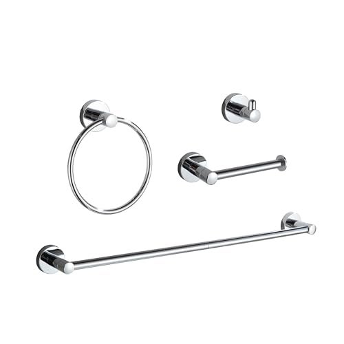 BGL Bathroom Accessory Set Chrome 4 Pieces Bathroom Towel Rack 24 Inches Adjustable Bathroom Hardware Set