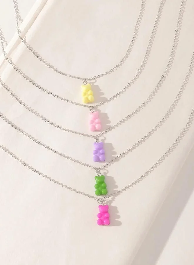 Take Two Pack of 5 - Girls Multi-Color Gummy Bear Pendant Necklaces