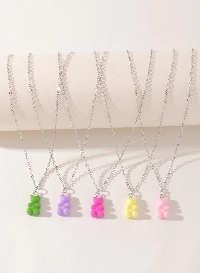 Take Two Pack of 5 - Girls Multi-Color Gummy Bear Pendant Necklaces